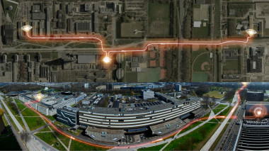 <p>Campus de la Universidad Técnica de Delft (Países Bajos) donde se han vinculado de forma cuántica dos electrones situados en dos laboratorios distintos a 1,3 km de distancia. También se muestra una estación de medición intermedia /. Slagboom en Peters BV</p>