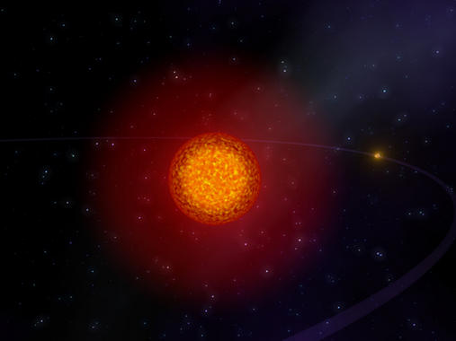 <p>Exoplaneta (planeta que orbita en torno a una estrella diferente al Sol) en torno a su estrella. Foto: CSIC.</p>
