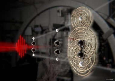 <p>Ilustración de la ruptura de un enlace carbono-hidrógeno en el acetileno (C<sub>2</sub>H<sub>2</sub>) mediante la técnica de difracción electrónica inducida por láser. / ICFO/Scixel</p>