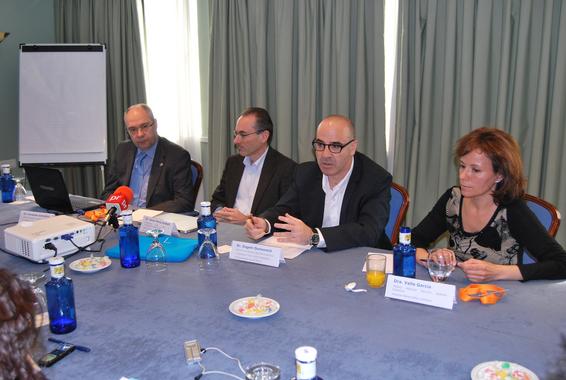 <p>Presentación del Proyecto ENEIDA. De izquierda a derecha los doctores Gomollón, Gisbert, Domenech y García. </p>