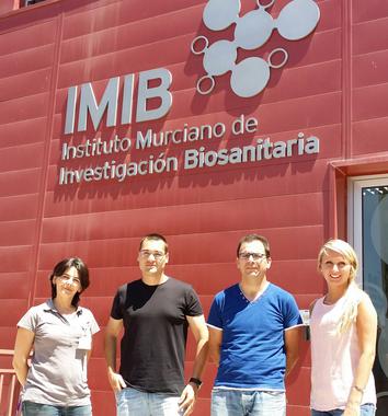<p>Mª Luisa Cayuela, Sergio Candel, Victoriano Mulero y Sylwia Tyrkalska, científicos participantes en la investigación (CARM). / UCC PRINUM</p>