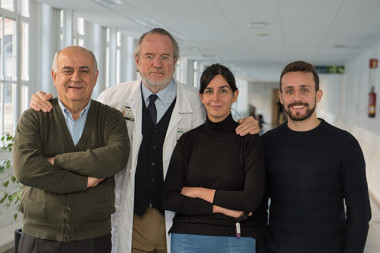 <p>Los investigadores Josep Brugada, Àlvar Agustí, Rosa Faner y Guillaume Noel responsables del estudio. / Francesc Avia - Hospital Clínic</p>