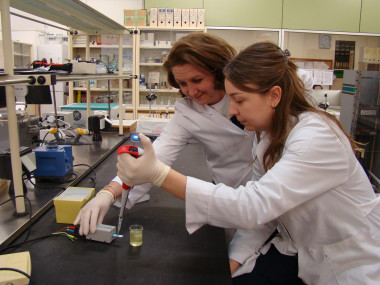 <p>Investigadoras del Grupo de Nanosensores de la Universidad de Valladolid (UVaSens) que han desarrollado la lengua electrónica para el azafrán. /DiCYT</p>