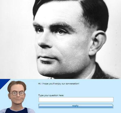 <p>Alan Turing y el software que ha pasado su famoso test. / turing.org</p>