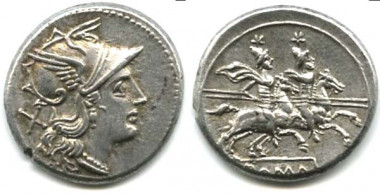 <p>Denario romano (Fuente CNA)</p>