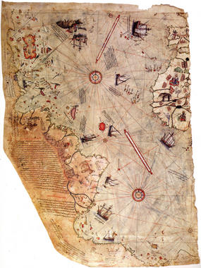 <p>Mapa de Piri Reis / Wikipedia </p>