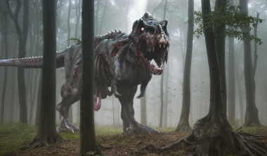 <p>Reconstrucción artística de un zombi de <em>Tyrannosaurus rex</em>. Las partes que faltan son el resultado de la degradación de su cuerpo después de la muerte del animal. / Herschel Hoffmeyer</p>