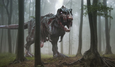 <p>Reconstrucción artística de un zombi de <em>Tyrannosaurus rex</em>. Las partes que faltan son el resultado de la degradación de su cuerpo después de la muerte del animal. / Herschel Hoffmeyer</p>