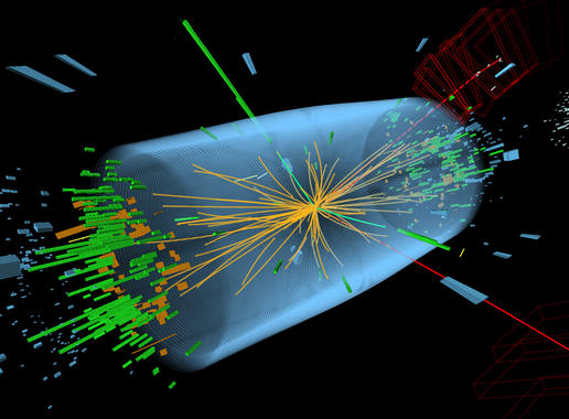 <p>Evento de desintegración del higgs. Imagen: CERN.</p>
