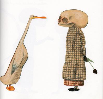 <p><em>El pato y la muerte</em>. Ilustración: Wolf Erlbruch.</p>