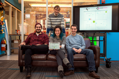 <p>La investigadora española Luz Rello, de 31 años, con su equipo del Human-Computer Interaction Institute en Carnegie Mellon University, en Pittsburgh. Ellos son, de izquierda a derecha, Abdullah Ali, Jeff P. Bigham y Miguel Ballesteros. <a href="http://www.agenciasinc.es/En-exclusiva/PROGRAMADOS/Los-millenials-de-la-investigacion-espanola2" target="_blank">Imagen cortesía de Rello</a>.</p>