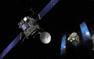 <p>Ilustración de las sondas Rosetta y Hayabusa-2. / ESA/JAXA.</p>